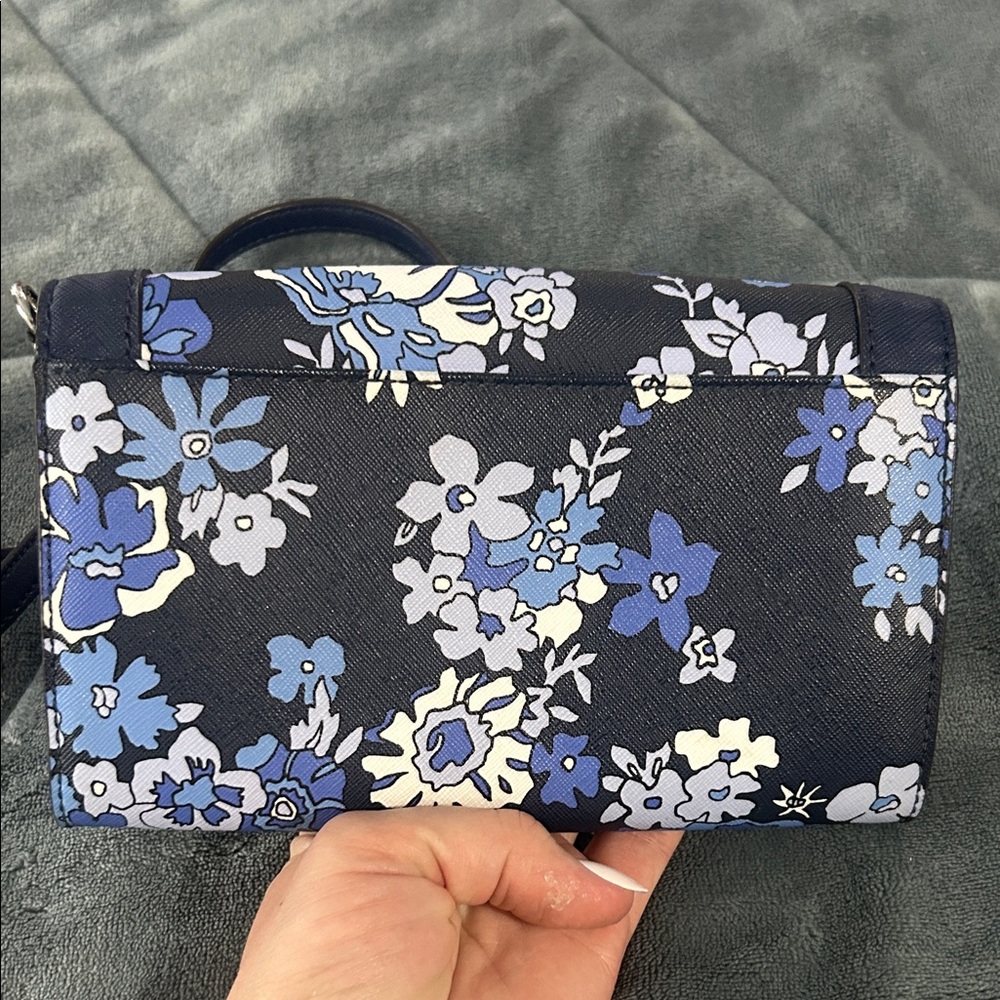 Michael Kors Black and Blue Floral Crossbody Bag with Silver Accents - Picture 5 of 5
